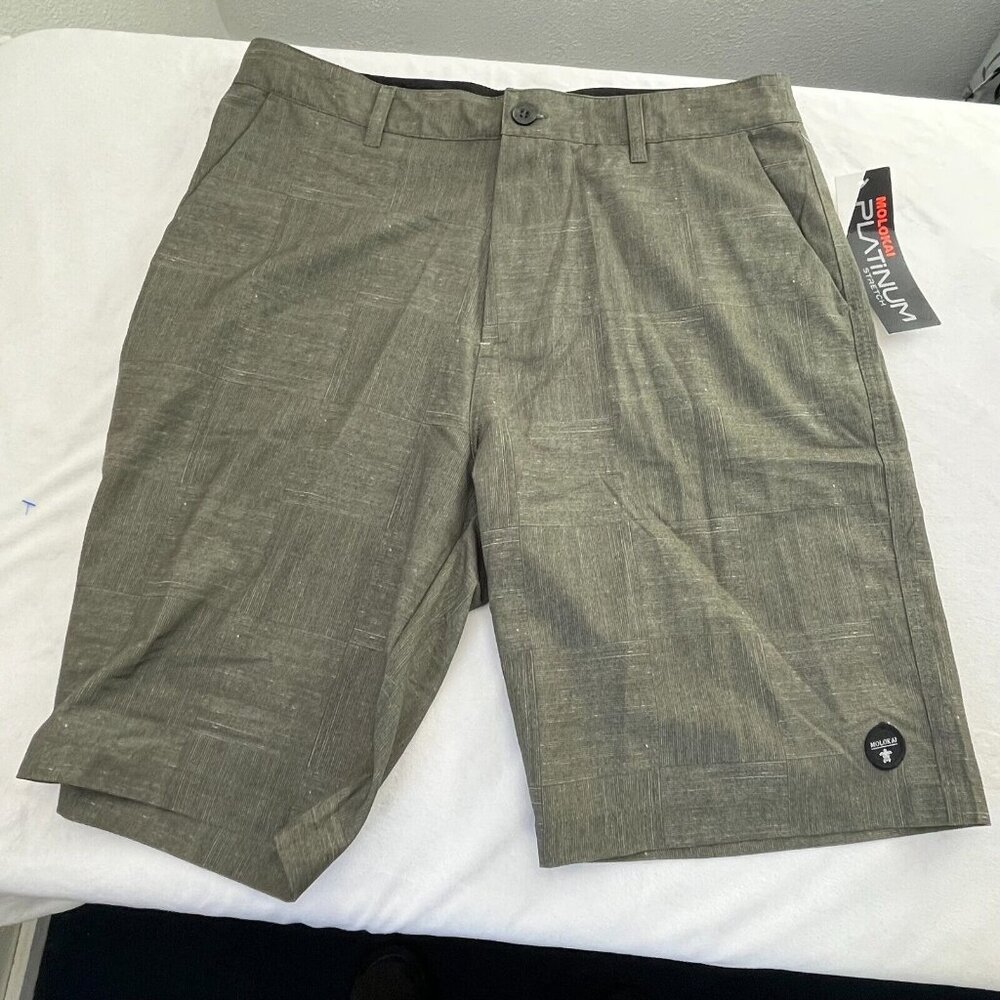 Molokai Surf Co Mens Size 32 Platinum Stretch Swim Boardshorts Gray Pockets New